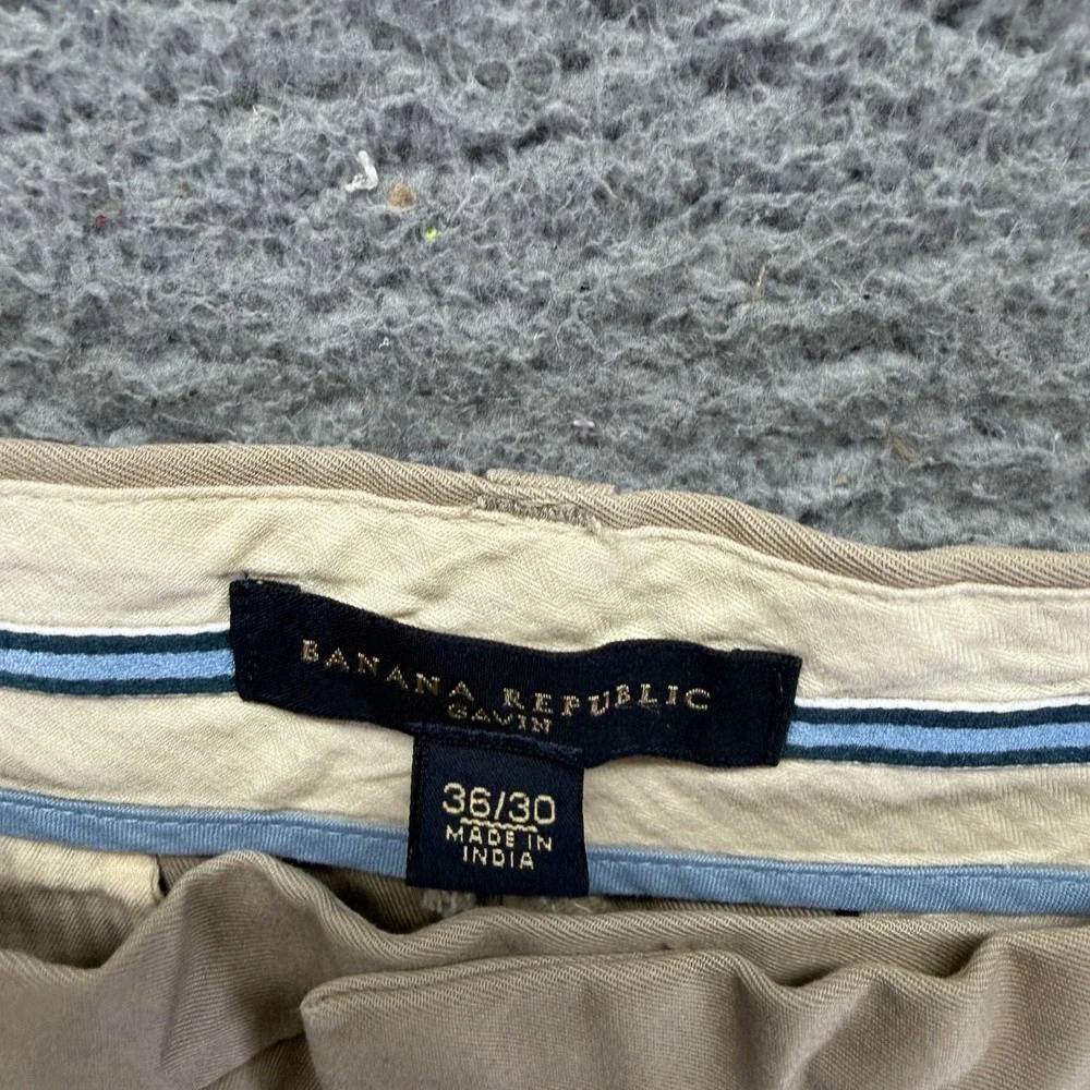 Banana Republic Gavin Pant Men 36x30 Beige Cotton Chino Straight Business Preppy
